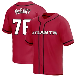 Men's Atlanta Falcons #76 Kaleb McGary Red 100th Season Limited